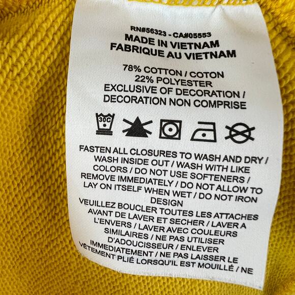 NIKE Yellow Green Cropped Sweatshirt Cotton Snap Detachable Sleeve Size Medium M - Picture 14 of 14